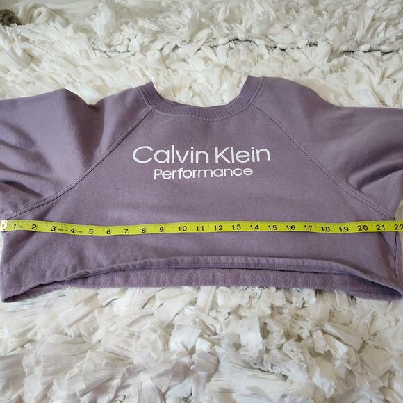 CALVIN KLEIN PERFORMANCE CROPPED SWEATSHIRT SMALL PULLOVER LONG SLEEVES PURPLE - Picture 12 of 14